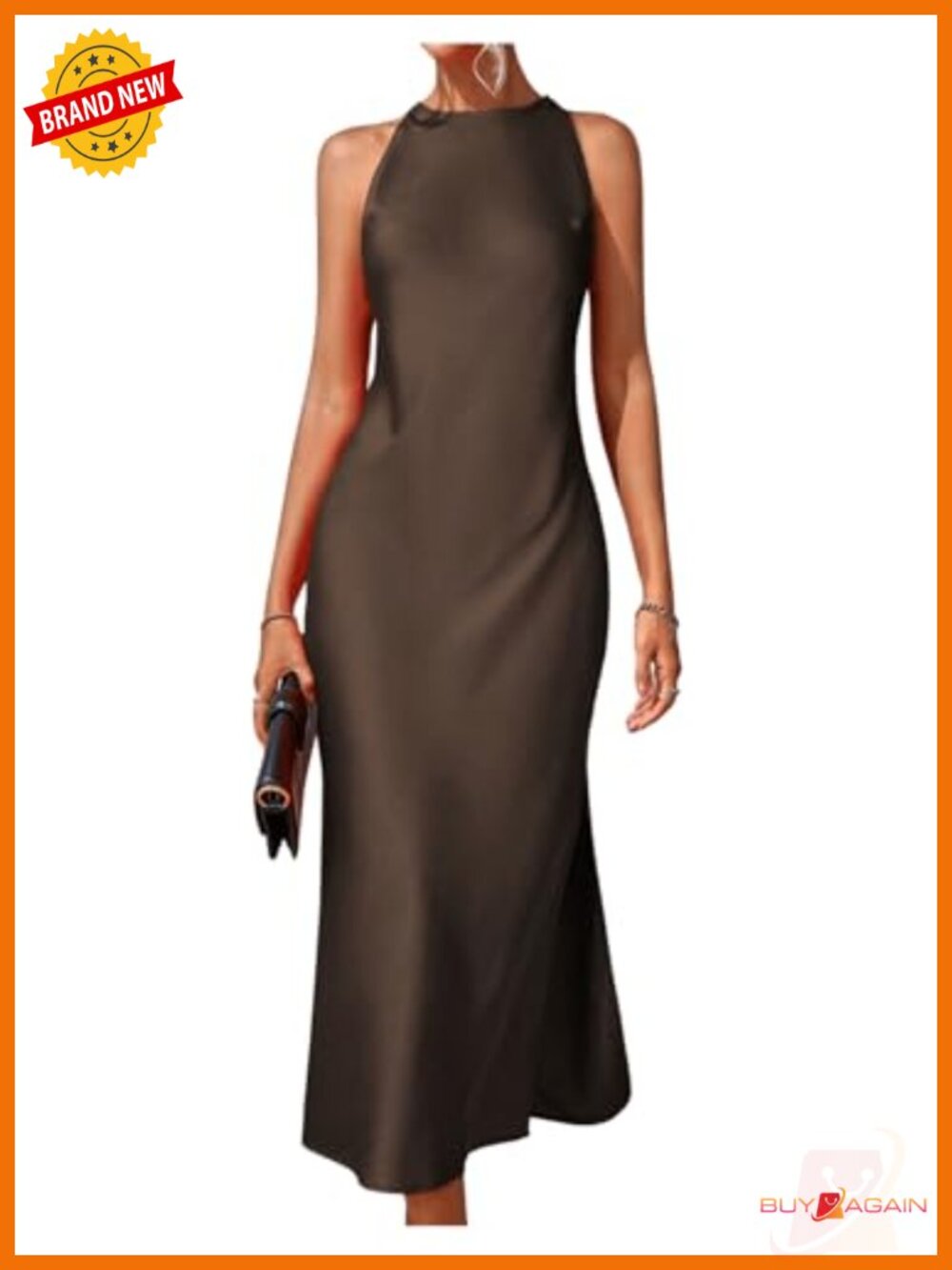 Floerns Women's Elegant Crew Neck Maxi Slit Cocktail Tank Wedding Dress
